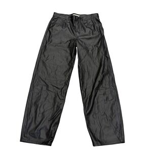 Levis Premium Baggy Dad Black Faux Leather Wide Leg Pants Womens 29 A4892-0001
